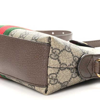 Gucci GG Supreme Monogram Textured Dollar Calfskin Web Small Ophidia Dome Shoulder Bag Beige Ebony New Acero 10 of 11