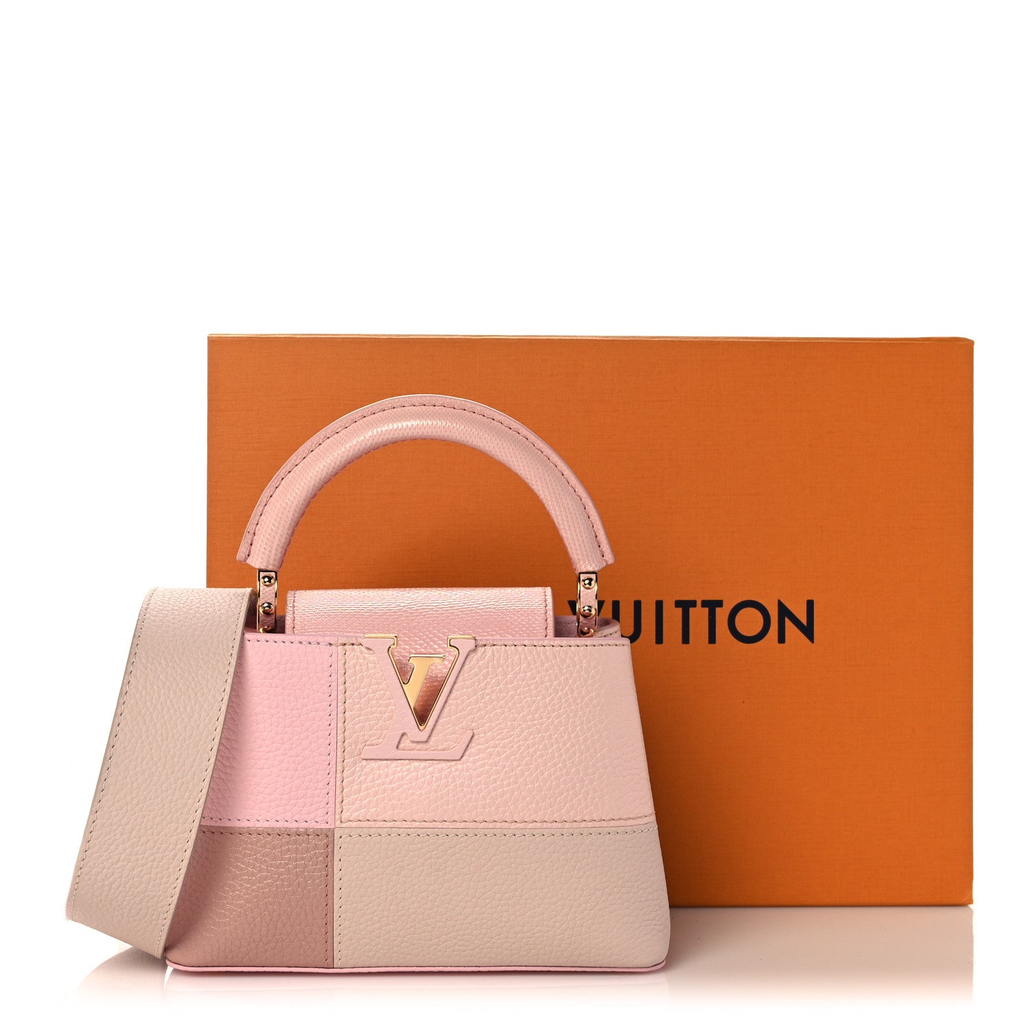 Louis Vuitton Taurillon Karung Patchwork Mini Capucines Pink 10 of 10