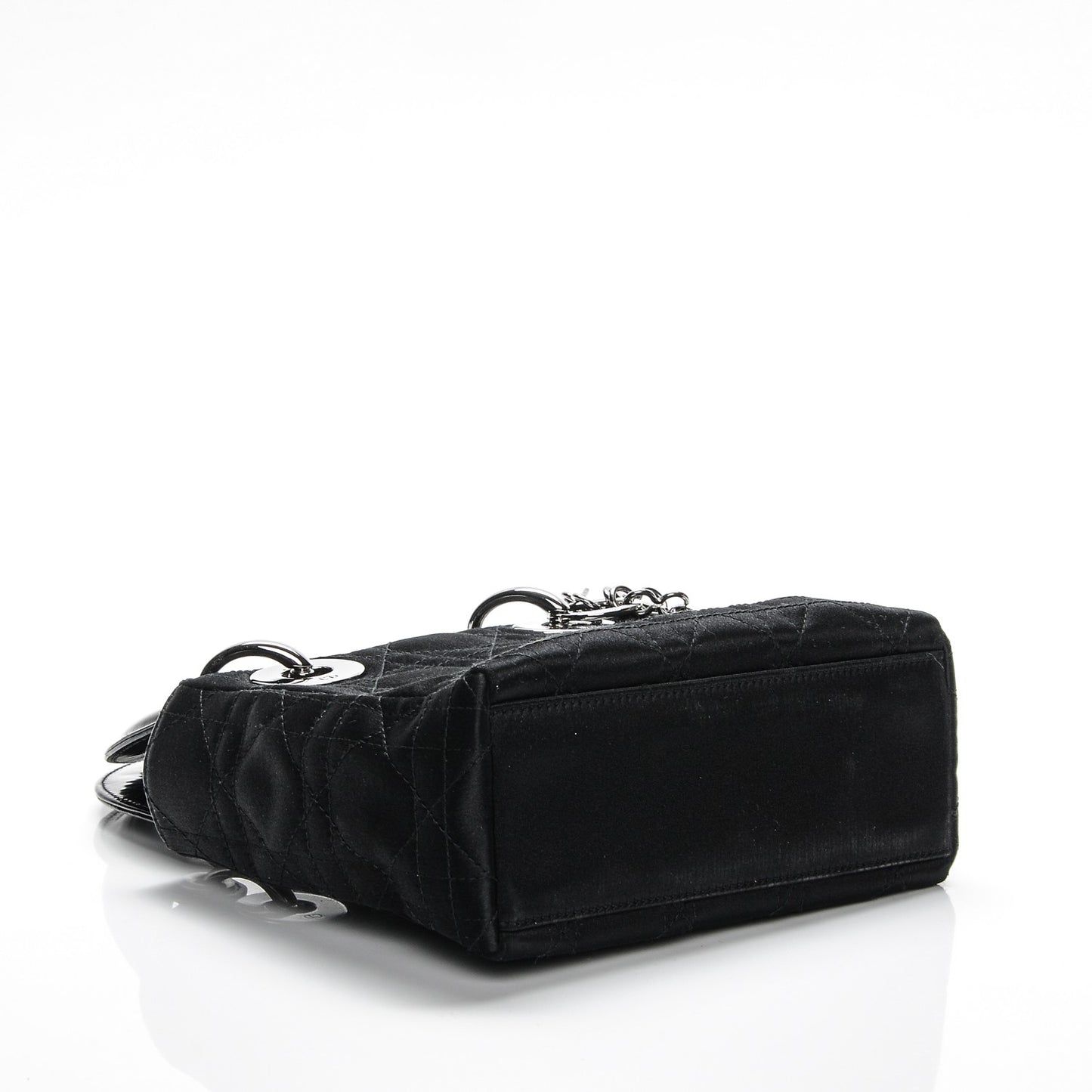 Satin Patent Cannage Mini Lady Dior Black