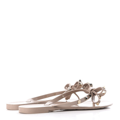 Valentino Garavani PVC Jelly Rockstud Bow Thong Sandals 38 Poudre 4 of 9