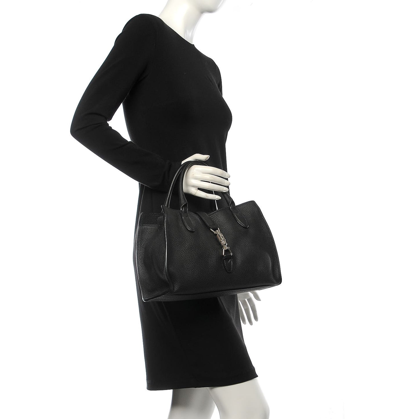 Soft Calfskin Small Jackie Top Handle Bag Black