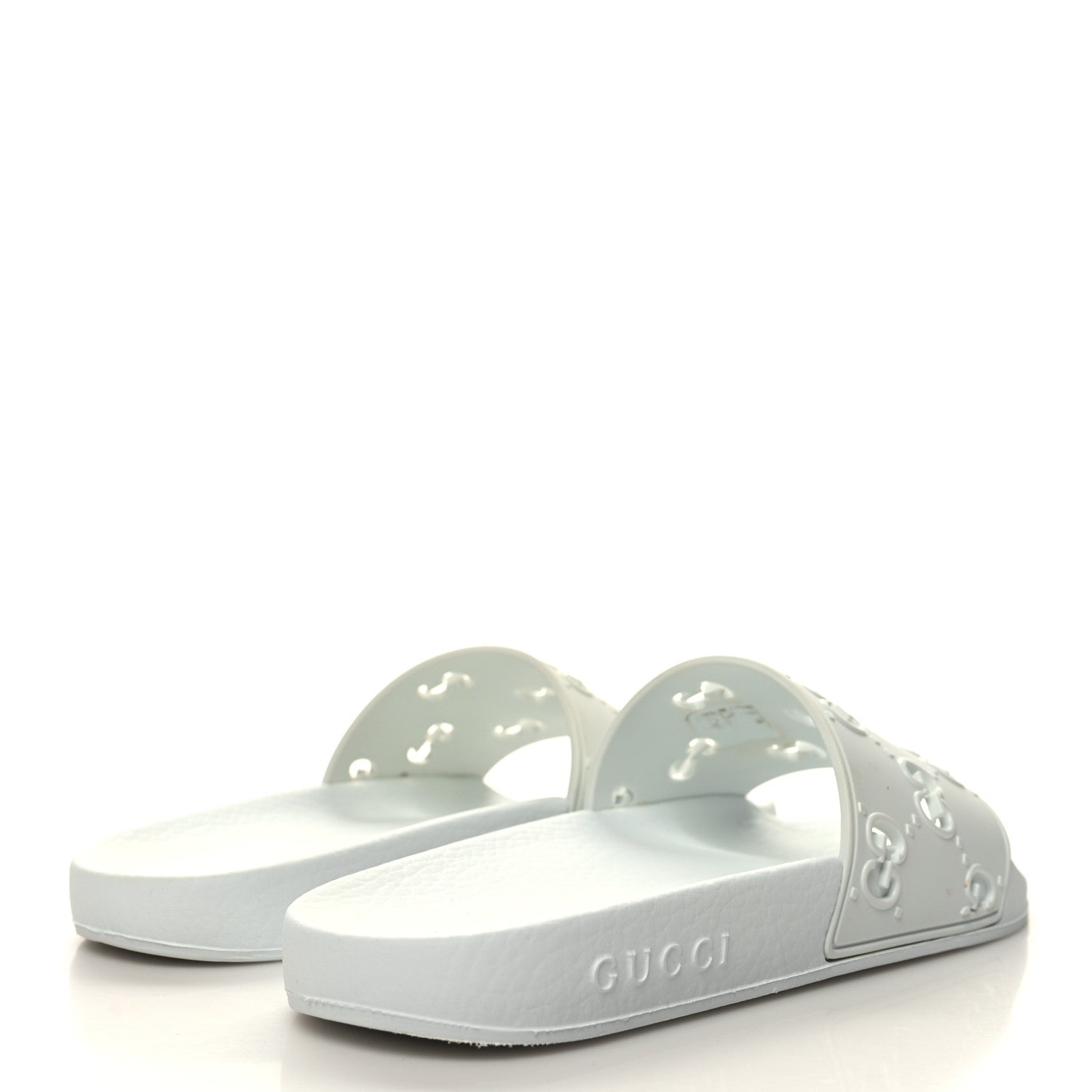 Gucci Rubber GG Monogram Perforated Womens Slide Sandals 37 Great White 4 of 9