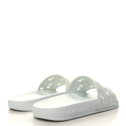 Gucci Rubber GG Monogram Perforated Womens Slide Sandals 37 Great White 4 of 9