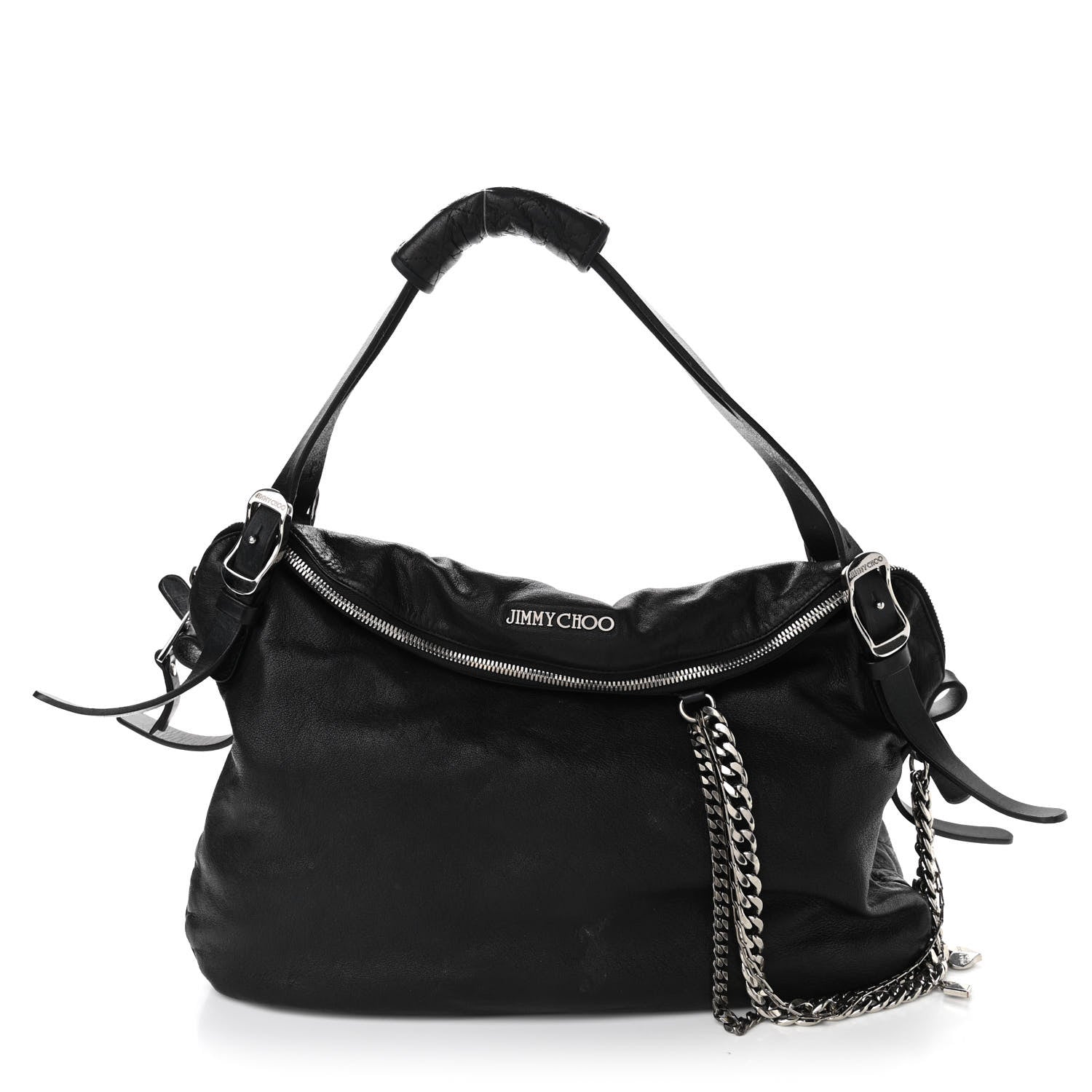 Jimmy Choo Lambskin Large Blake Boho Biker Bag Black 1 of 10