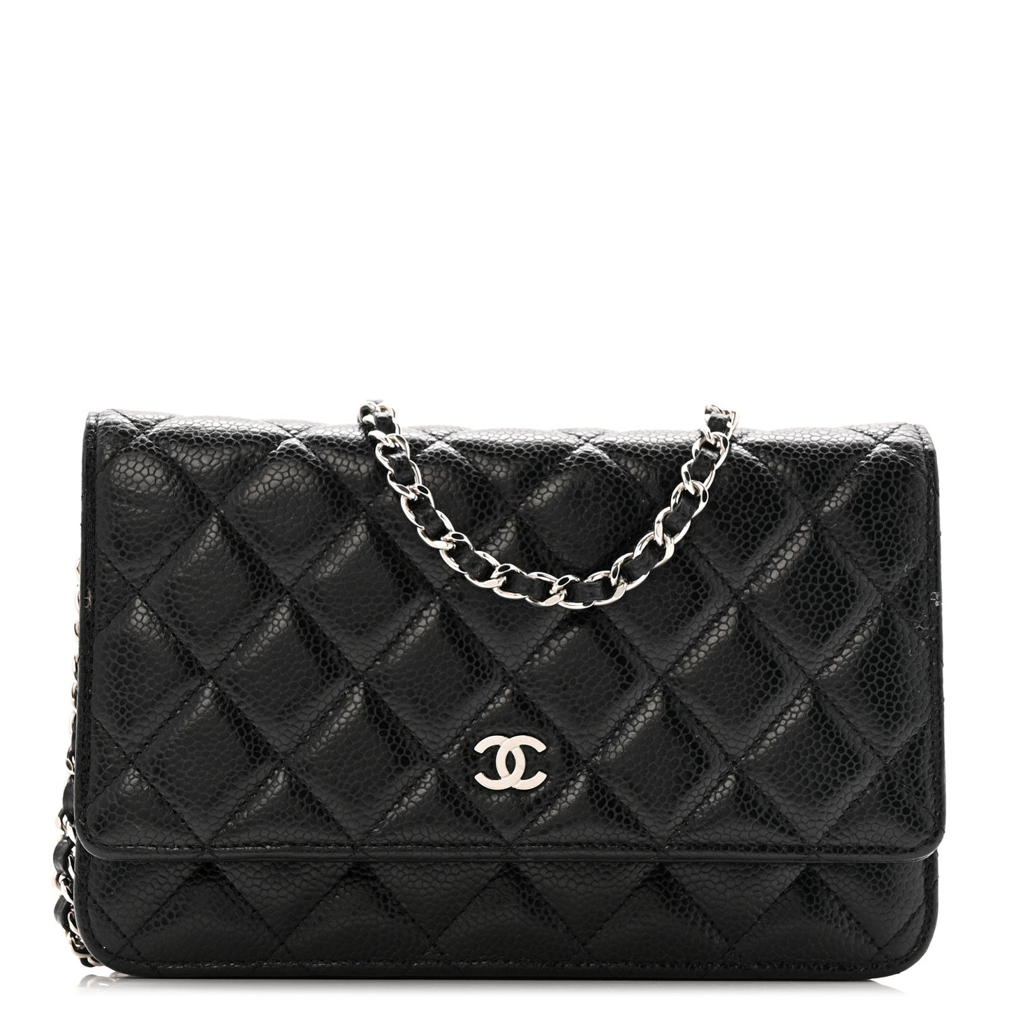Caviar Quilted Wallet on Chain WOC Black