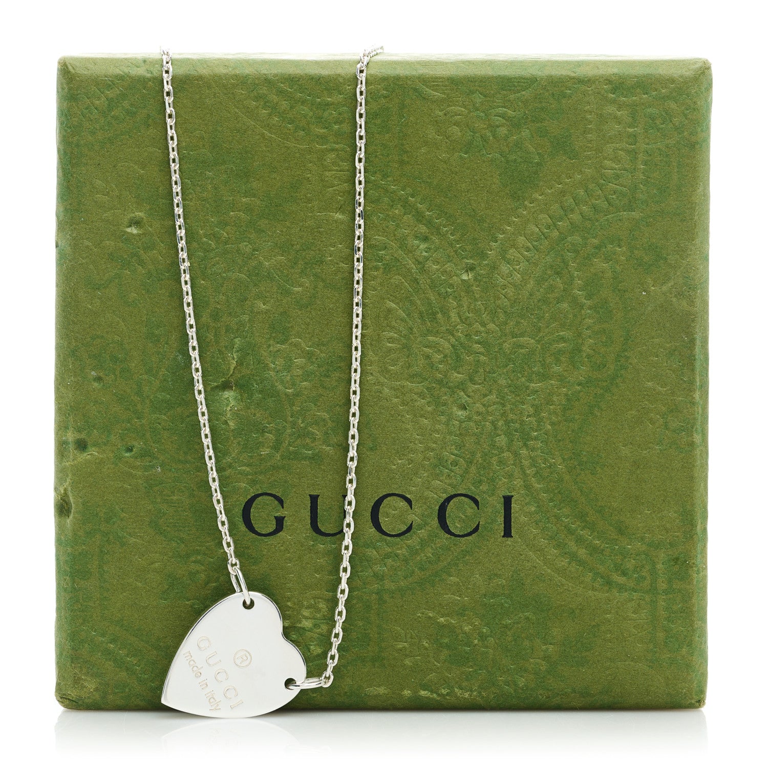 Gucci Sterling Silver Trademark Heart Pendant Necklace 5 of 5