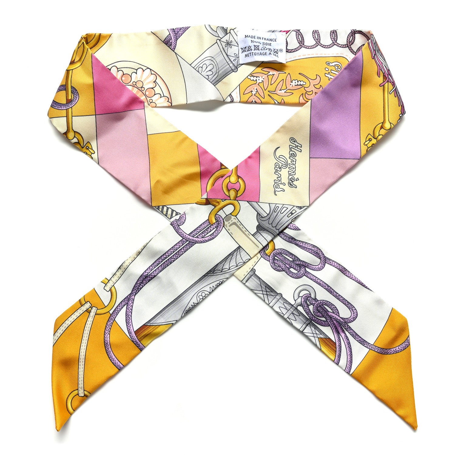Hermes Silk Cliquetis Twilly Bouton D'Or Mauve 1 of 5