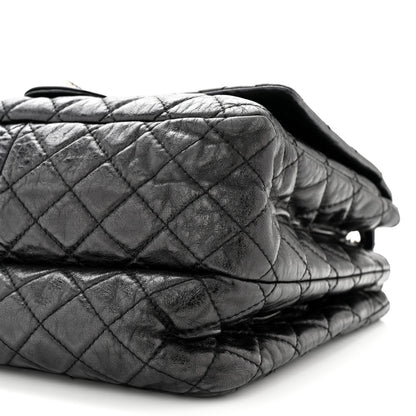Chanel Metallic Aged Calfskin Quilted Reissue 2.55 Accordion Flap Black 10 of 11