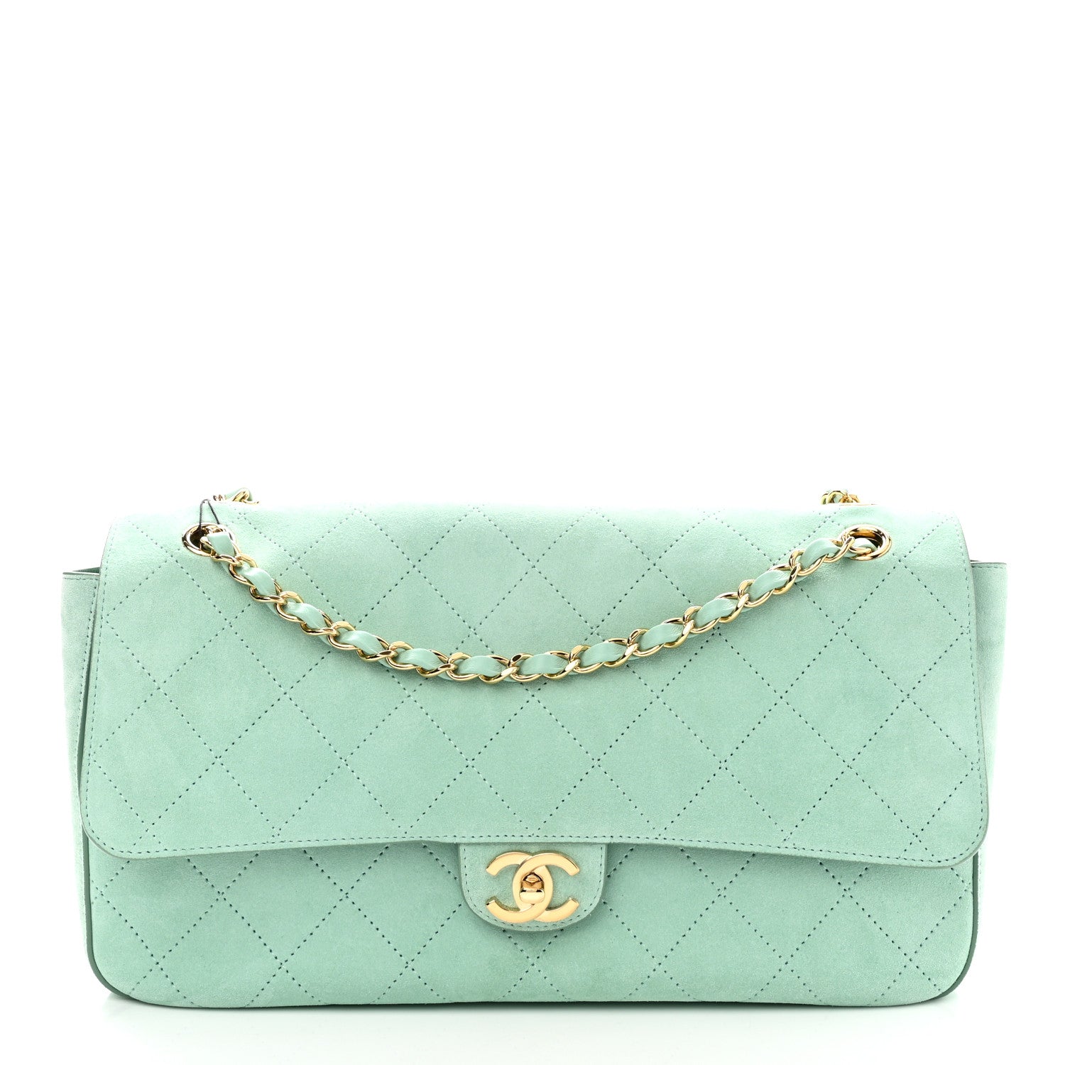 Chanel Suede Calfskin Small Souplissimo Maxi Flap Green 1 of 10
