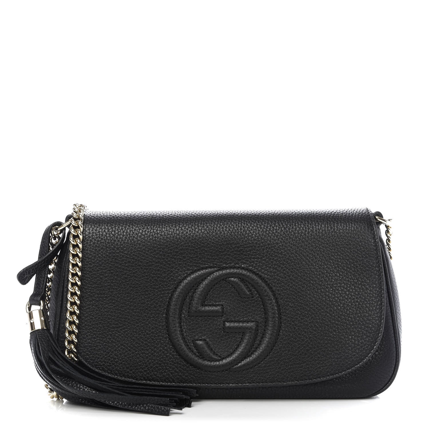 Gucci Pebbled Calfskin Medium Soho Flap Crossbody Black 1 of 9