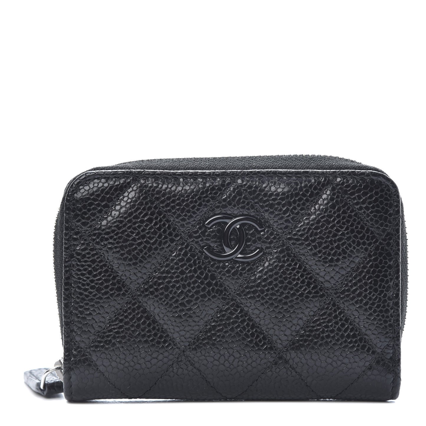 Caviar Quilted Incognito Zip Coin Purse Black