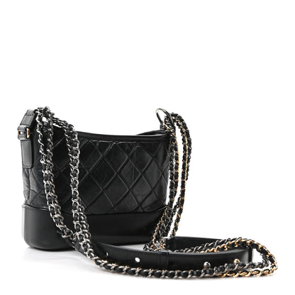 Chanel Aged Calfskin Quilted Small Gabrielle Hobo Black 3 of 10