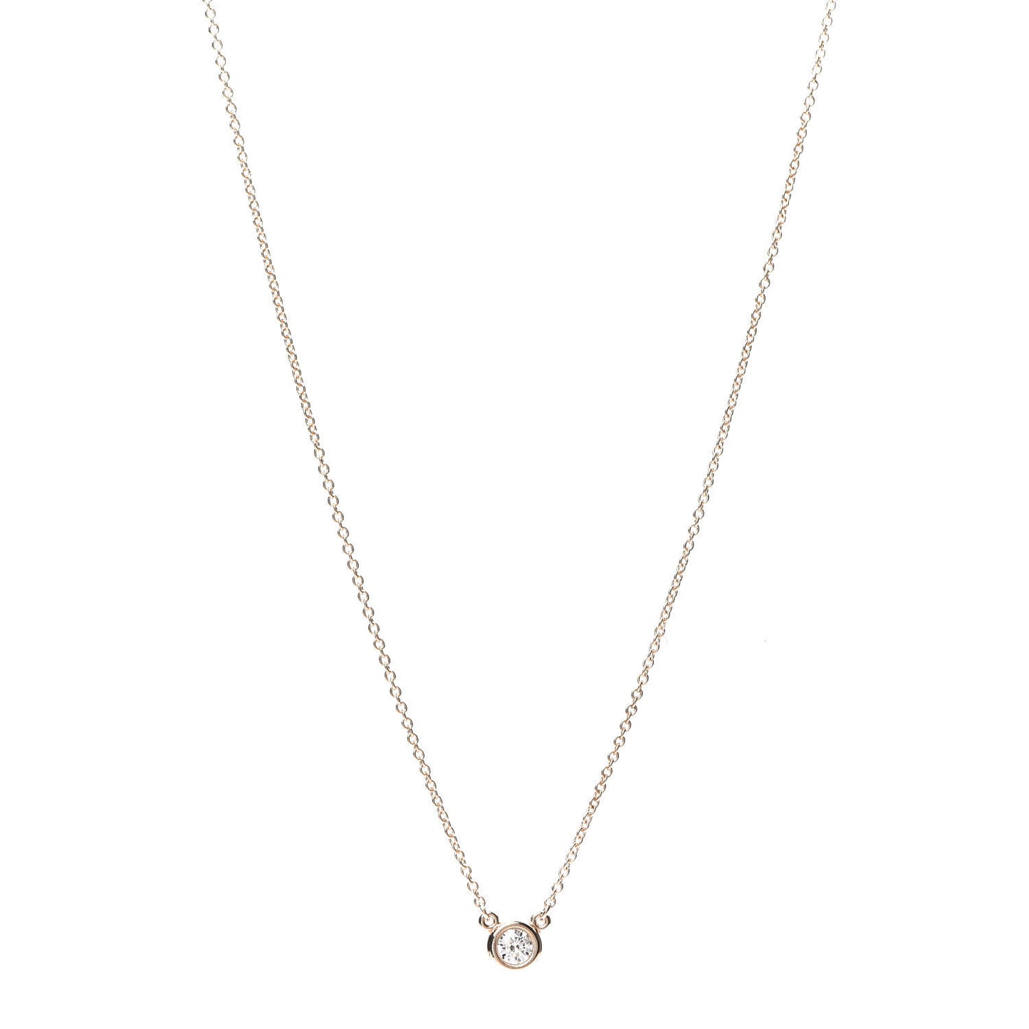 18K Rose Gold Diamond .17ct Elsa Peretti Diamonds by the Yard Pendant Necklace