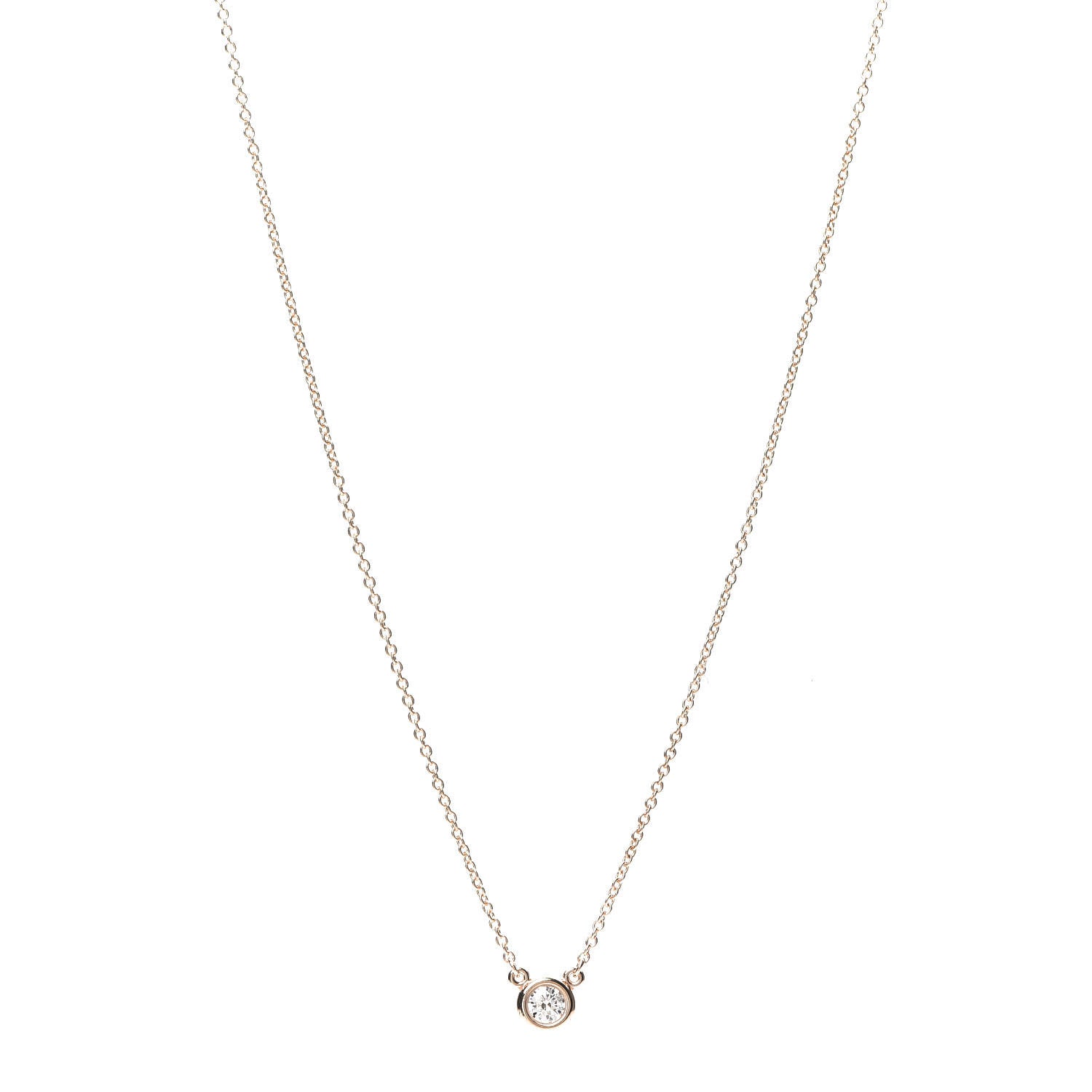 Tiffany 18K Rose Gold Diamond .17ct Elsa Peretti Diamonds by the Yard Pendant Necklace 1 of 7