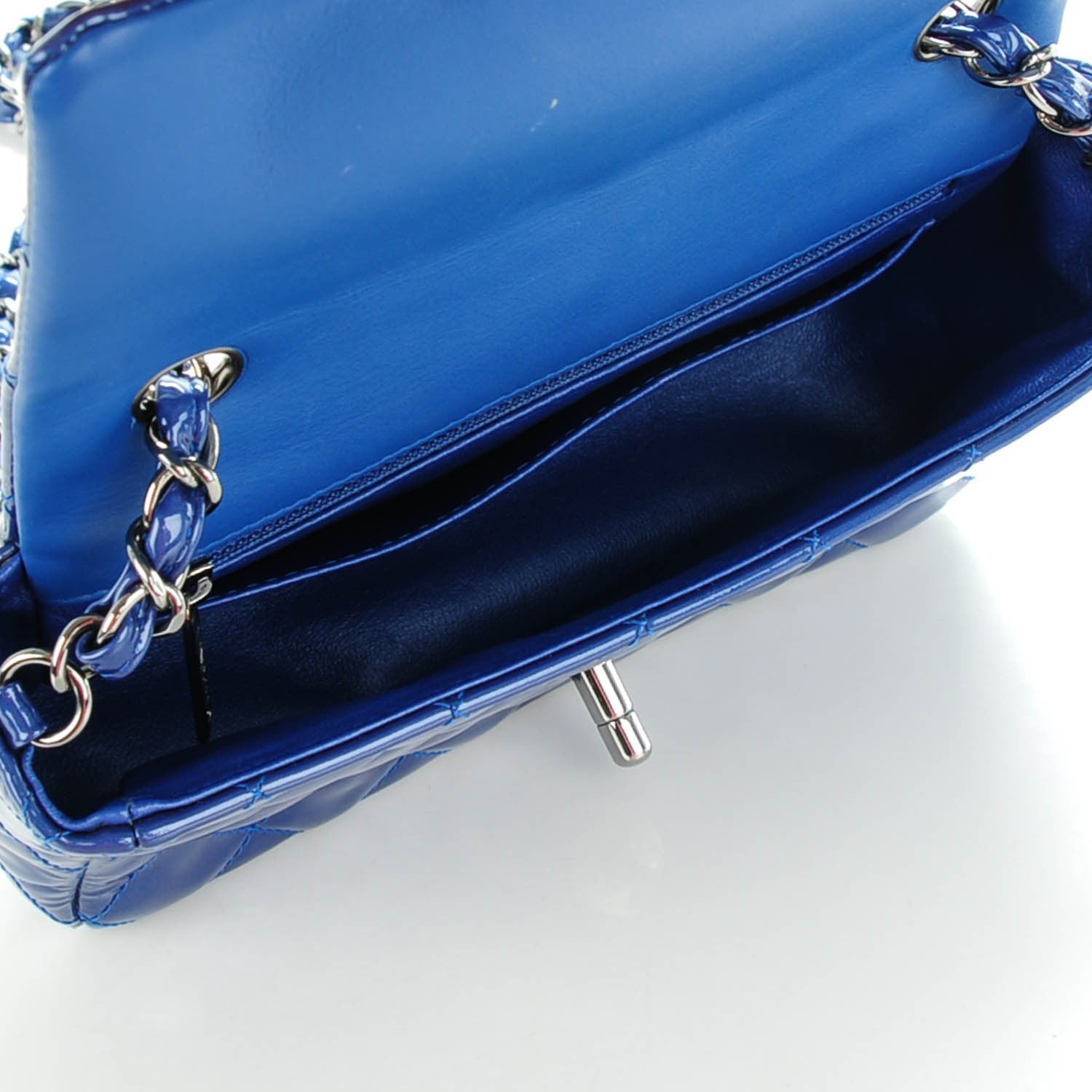 Chanel Patent Quilted Mini Rectangular Flap Blue 6 of 8