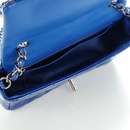 Chanel Patent Quilted Mini Rectangular Flap Blue 6 of 8