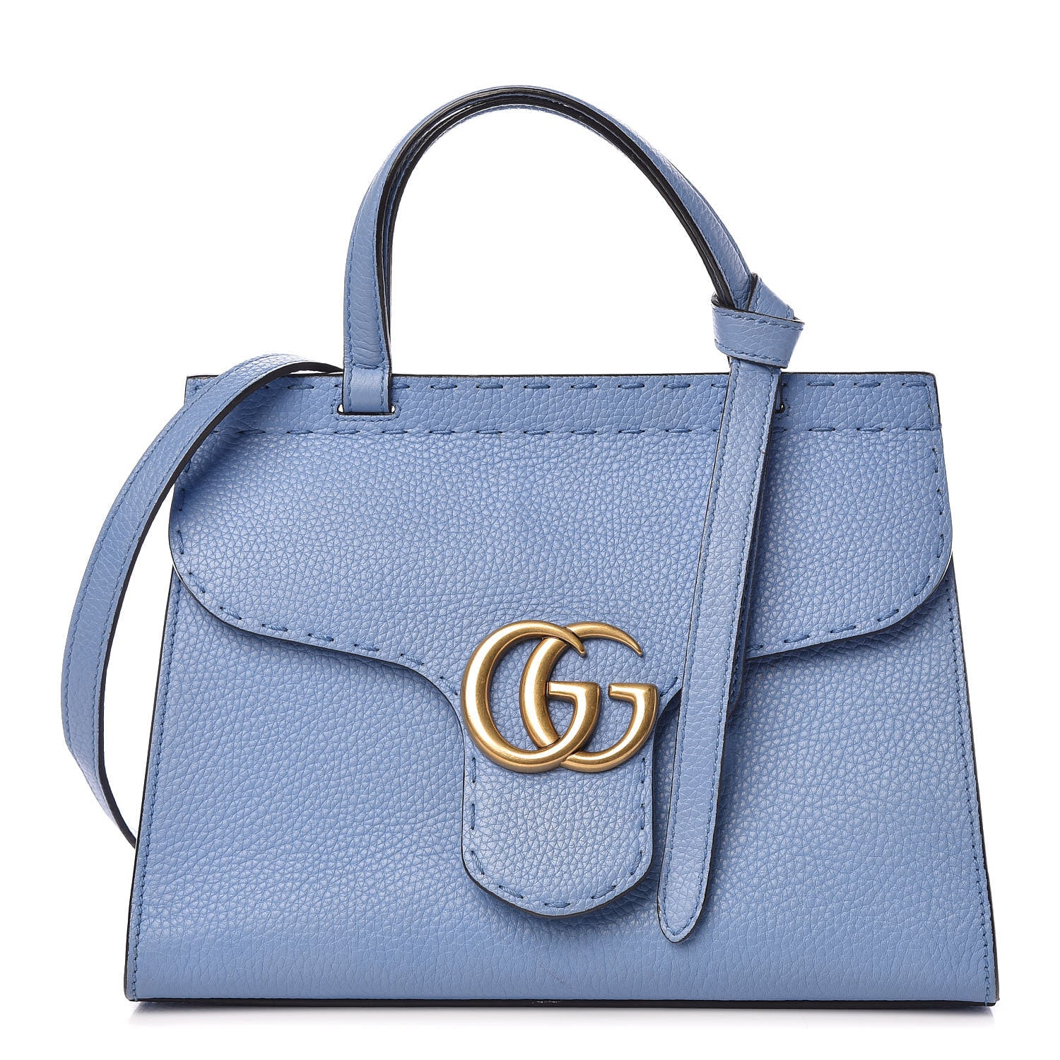 Gucci Calfskin Mini GG Marmont Top Handle Bag Clear Sky Blue 1 of 15