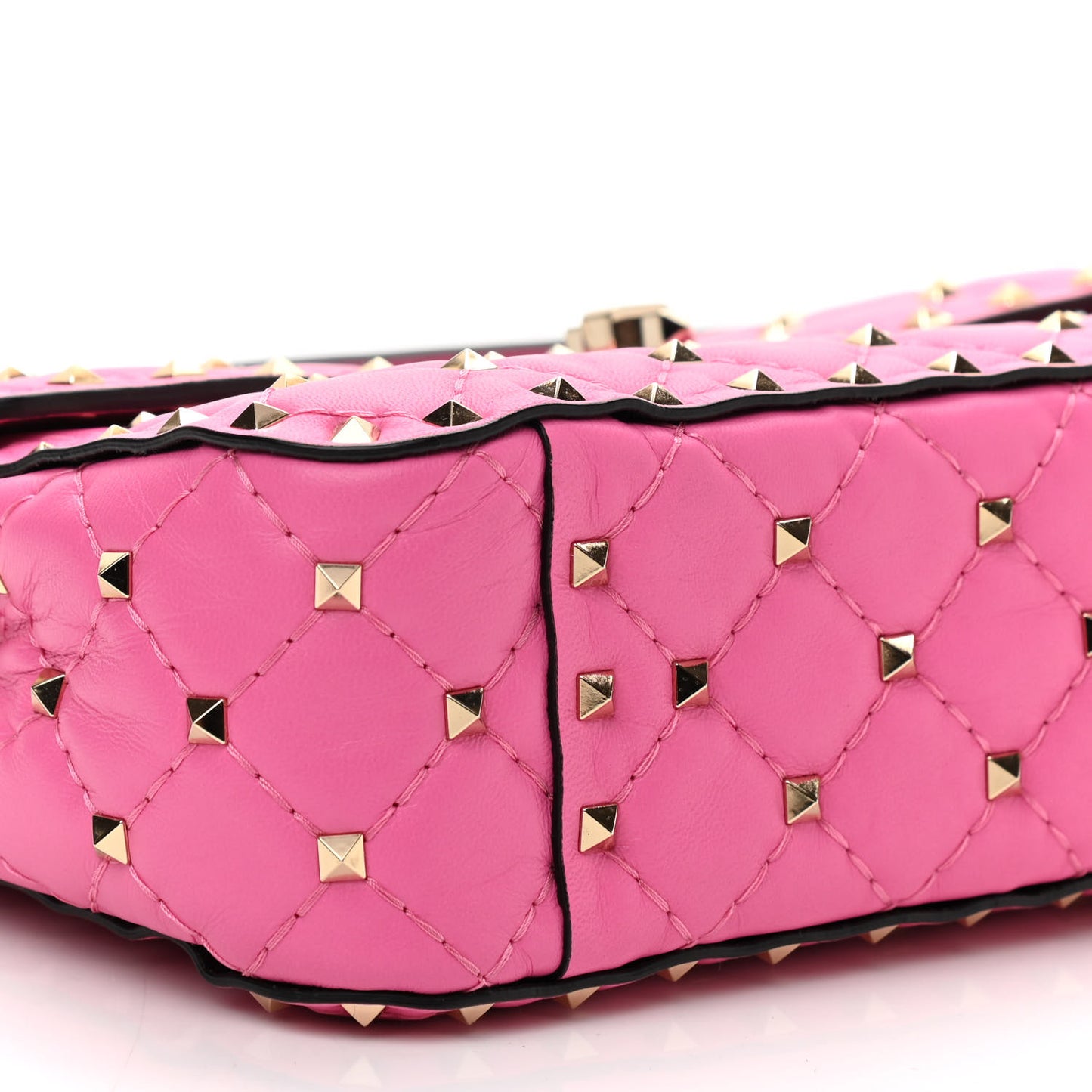 Nappa Medium Rockstud Spike Shoulder Bag Pink Orchid