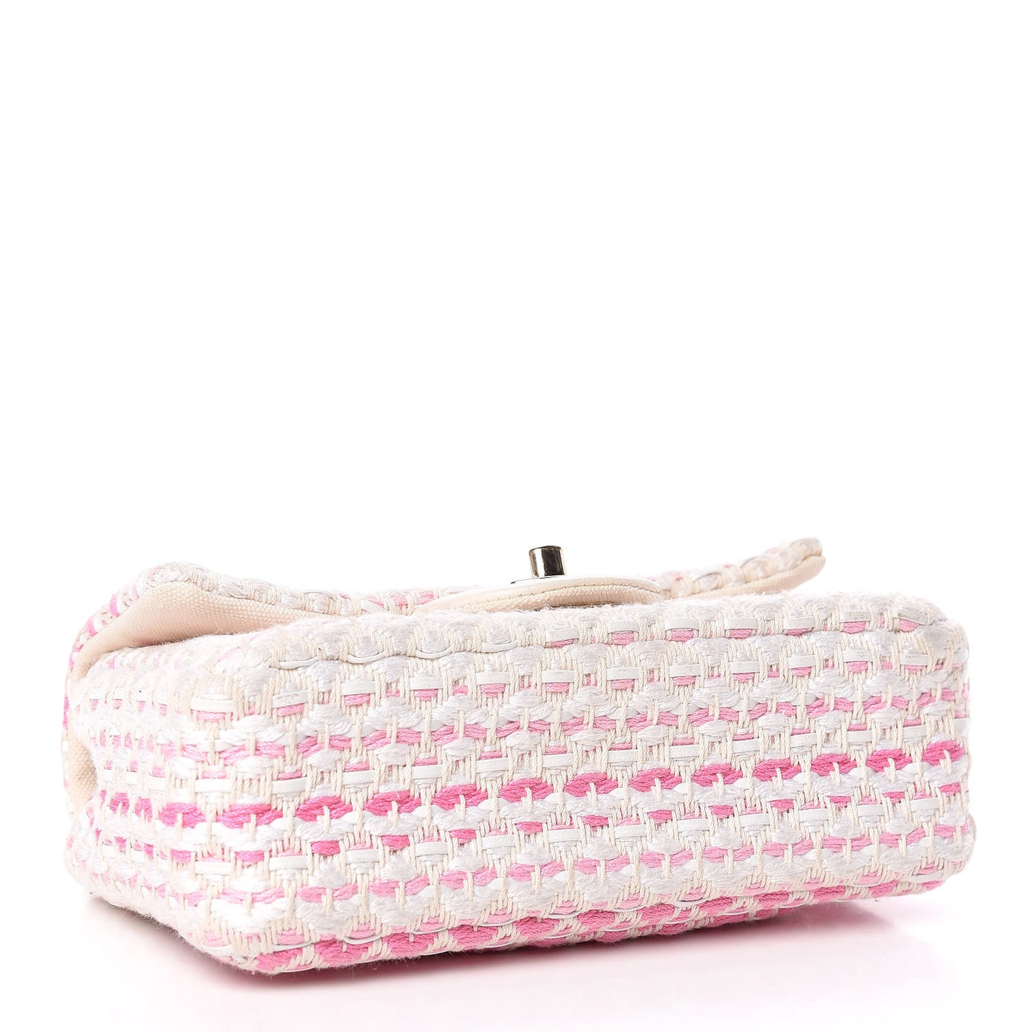 Lambskin Cotton Woven Mini Flap Pink White