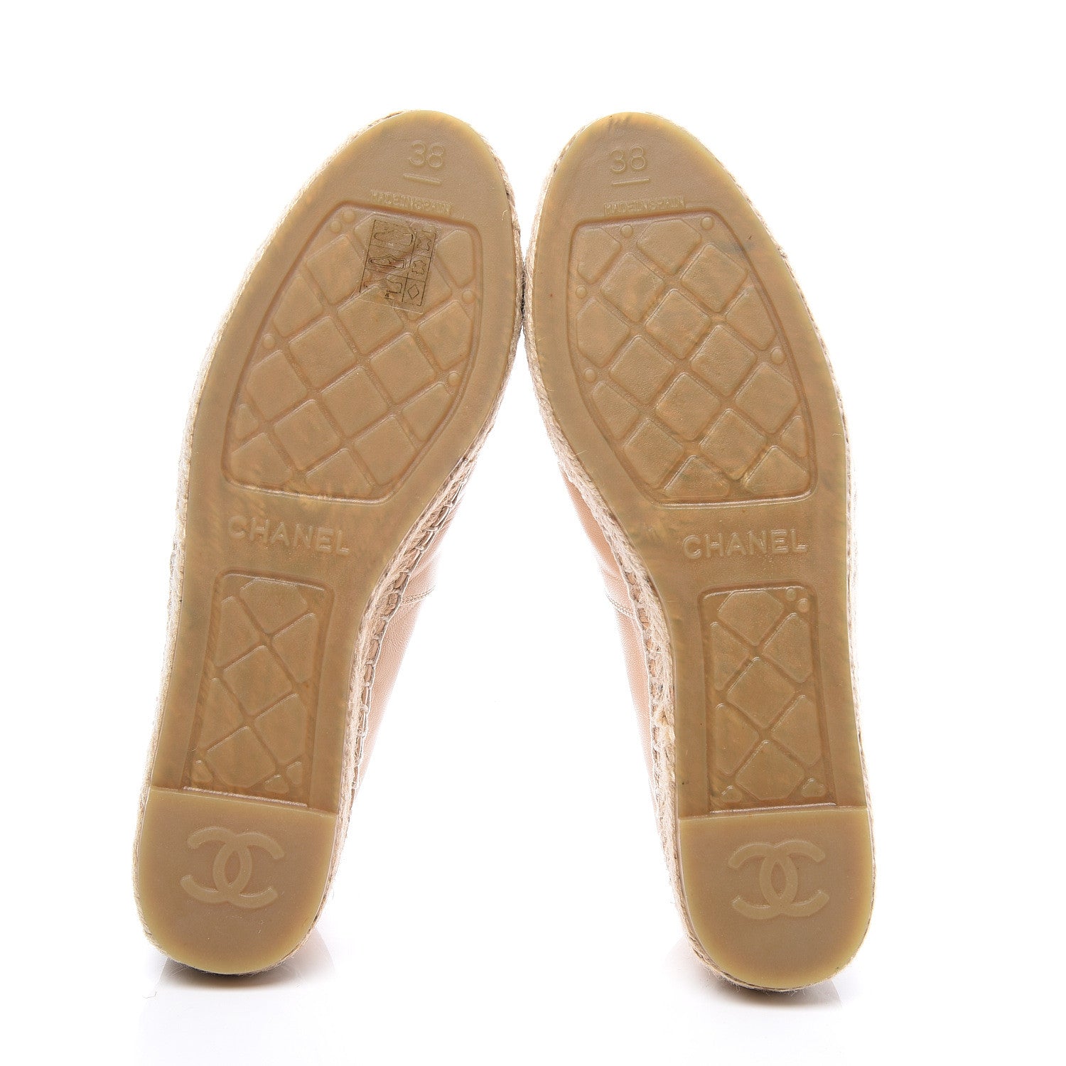 Chanel Lambskin CC Espadrilles 38 Beige Black 5 of 10