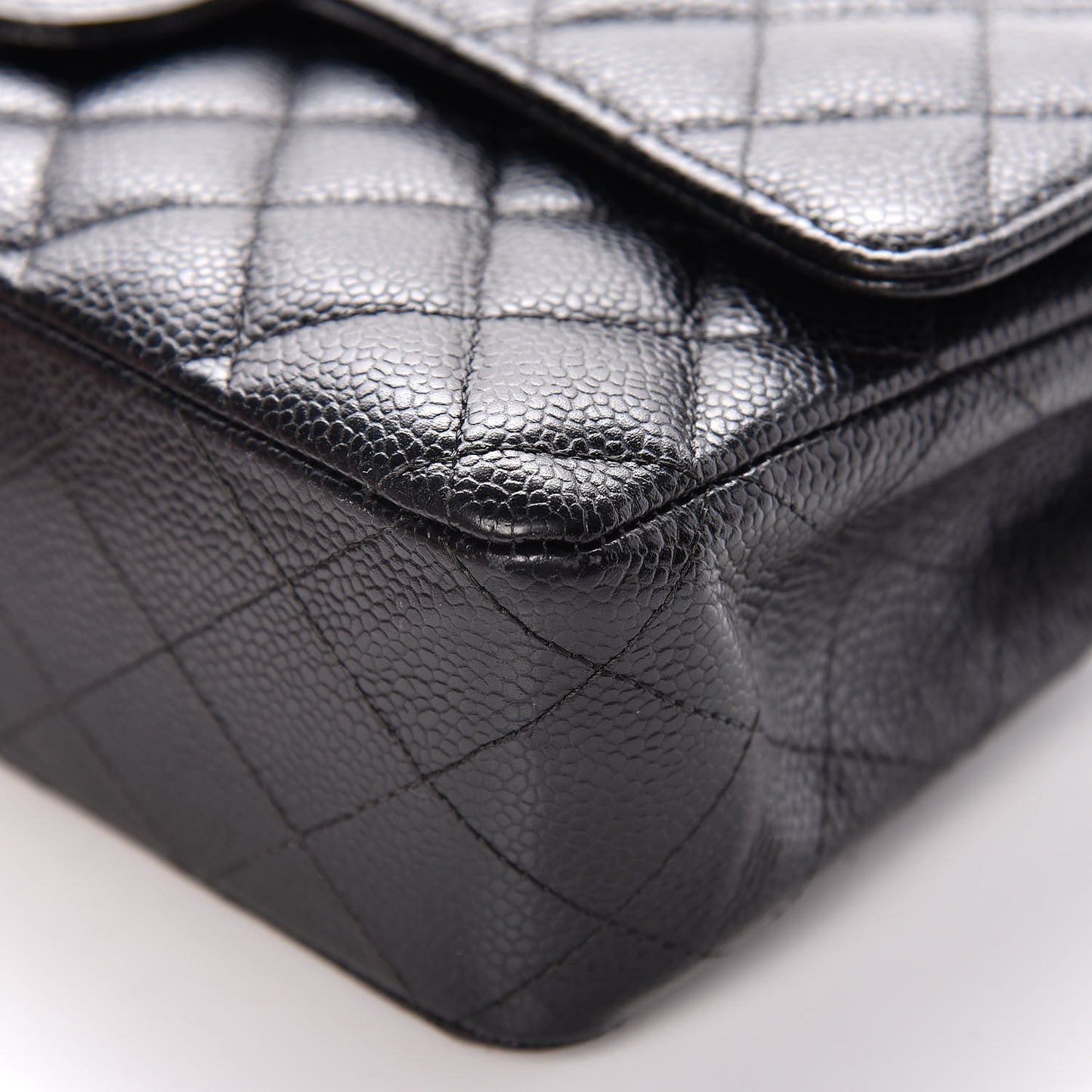 Caviar Quilted Medium Double Flap Black