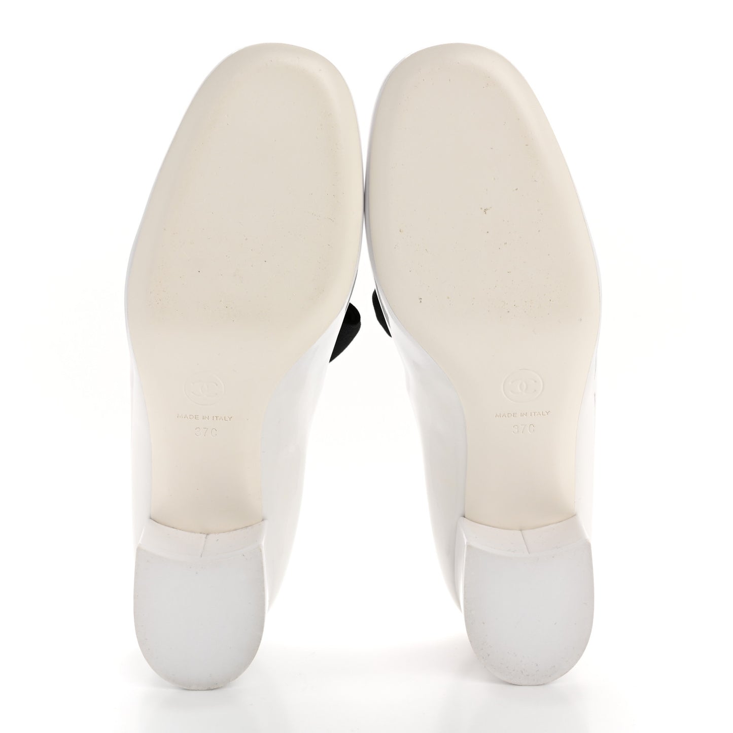 Patent Calfskin Grosgrain Bow Mary Jane Pumps 37 White Black