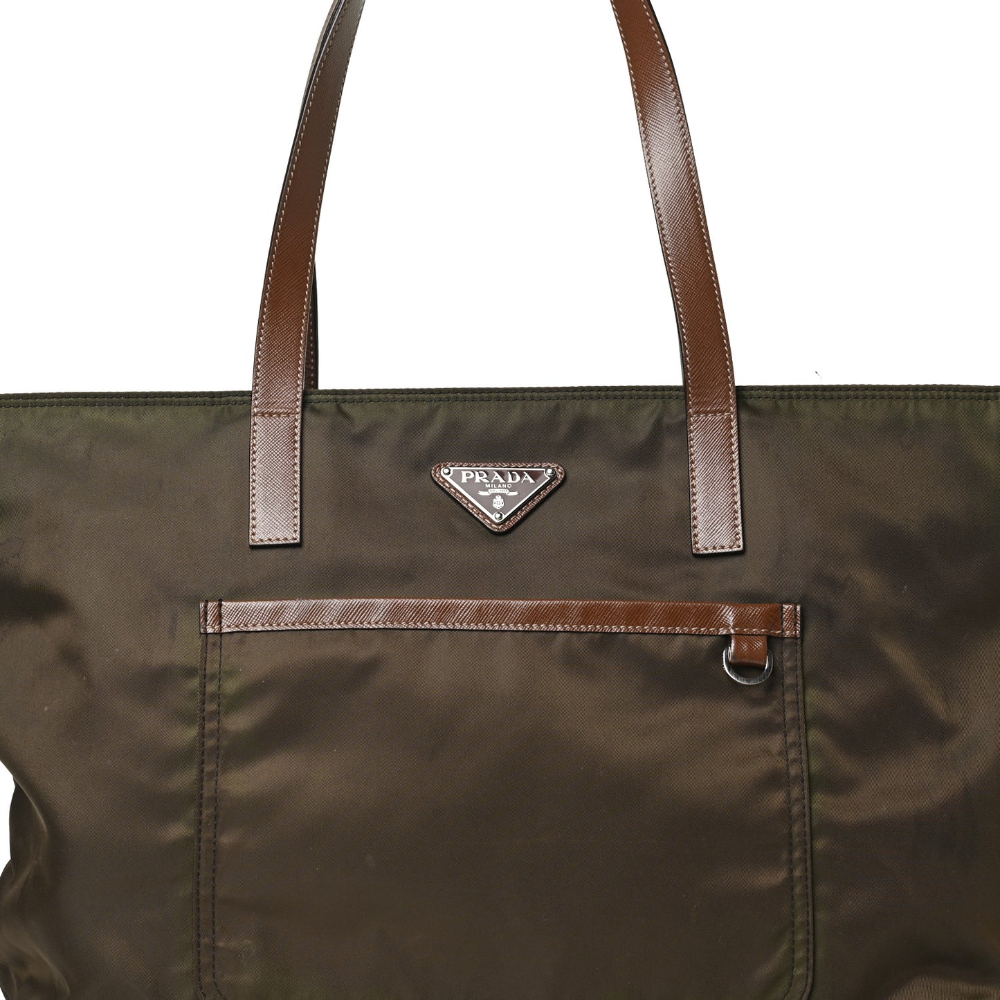 Tessuto Nylon Saffiano Shopping Tote Green