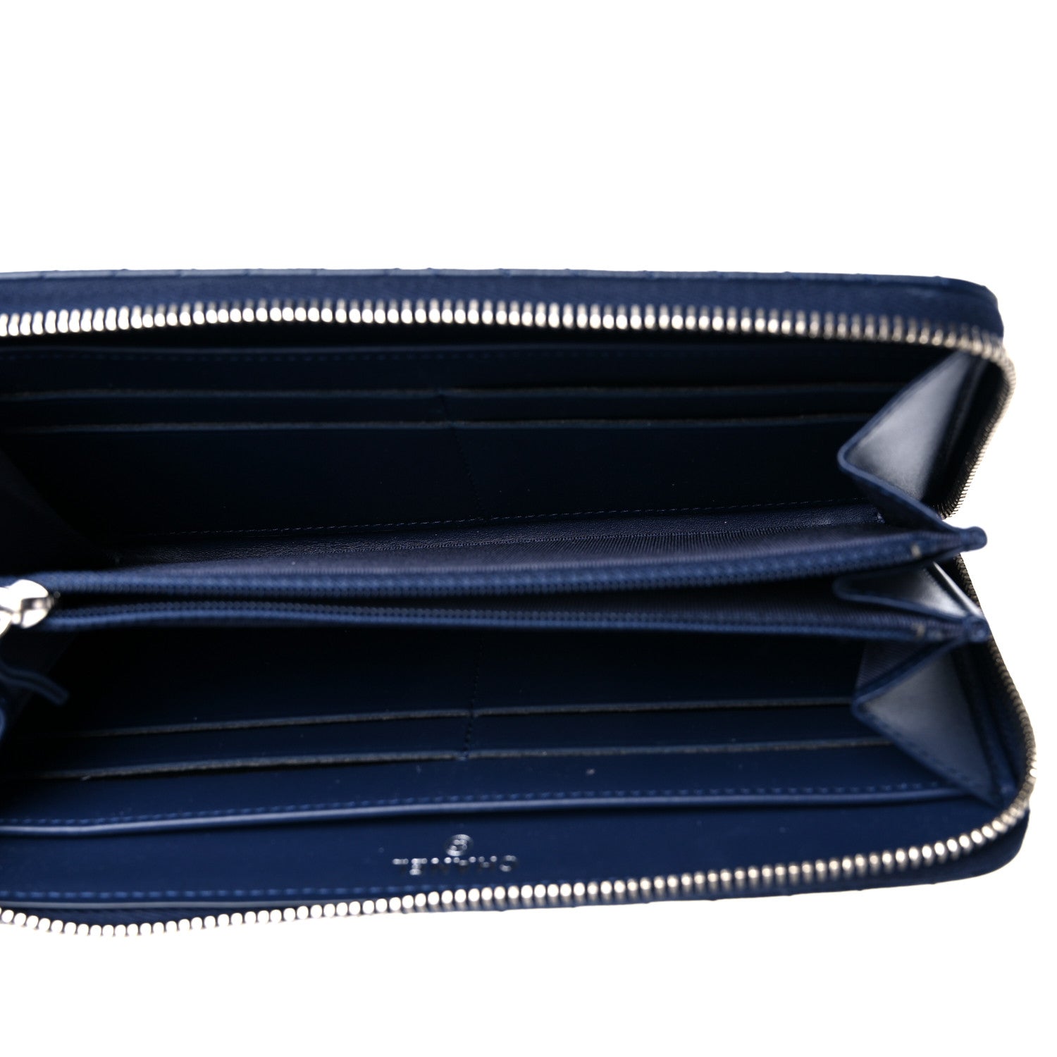 Chanel Caviar Chevron Quilted Large Gusset Zip Around Wallet Navy 5 of 13