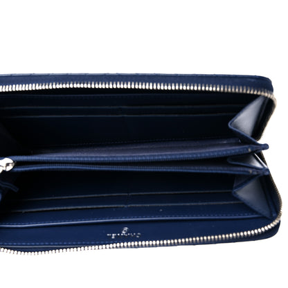 Chanel Caviar Chevron Quilted Large Gusset Zip Around Wallet Navy 5 of 13