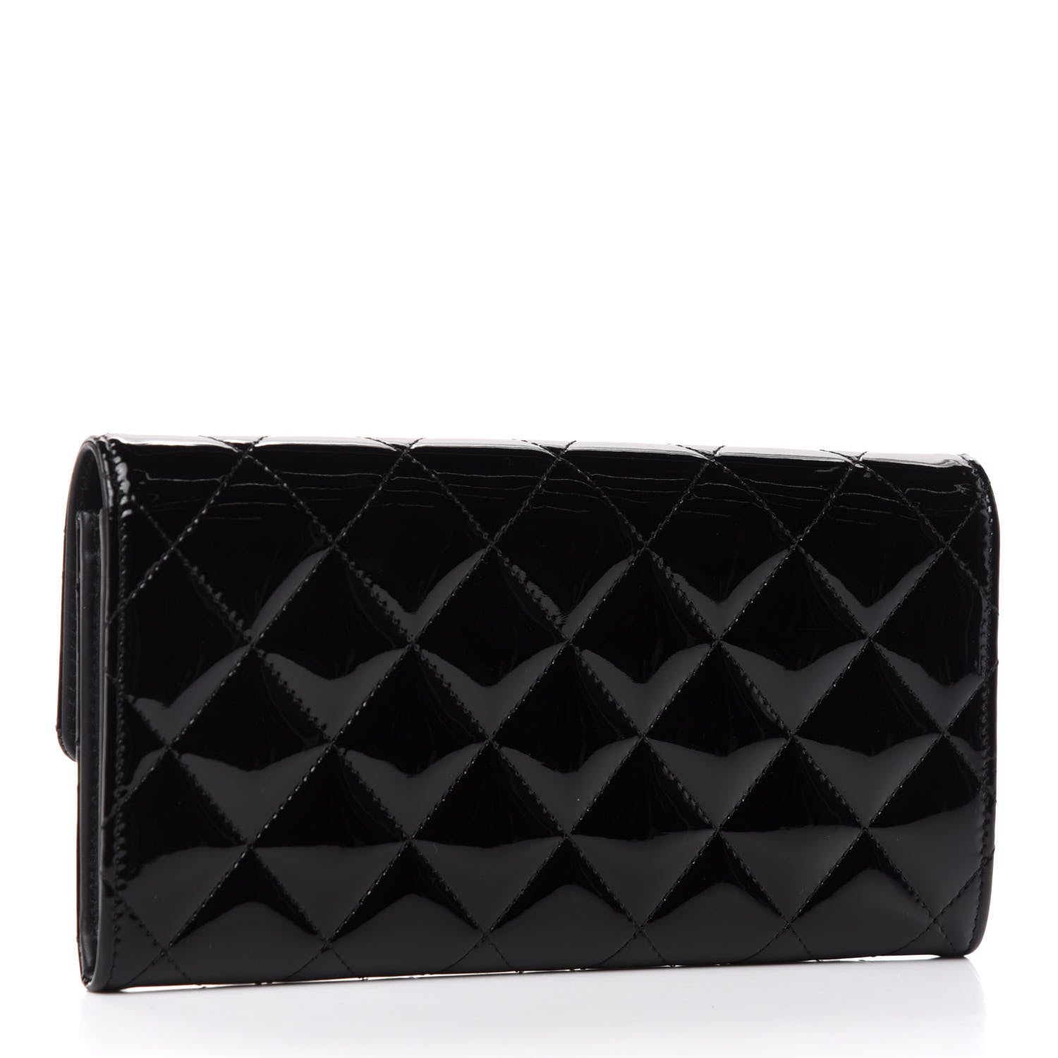 Chanel Patent Quilted Large Flap Wallet Black 3 of 7