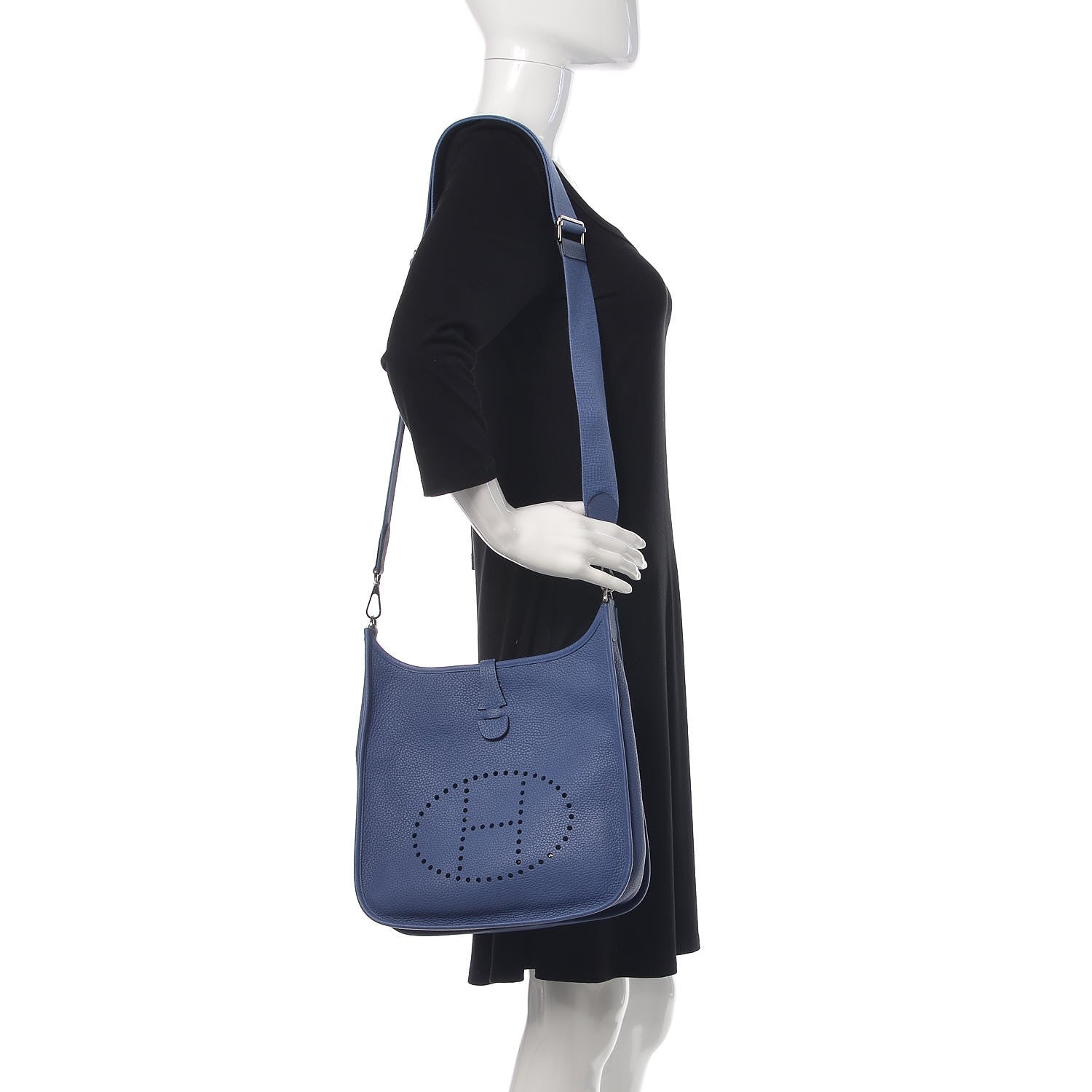 Hermes Taurillon Clemence Evelyne III PM Bleu Brighton 2 of 11