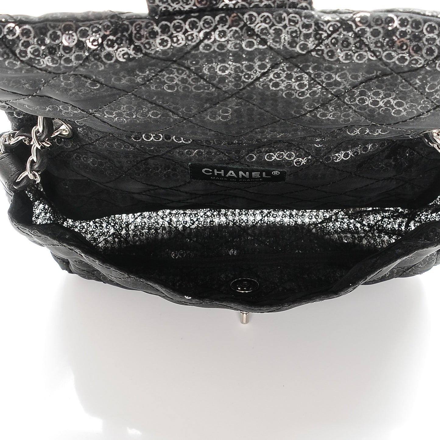 Sequin Mesh Medium Single Flap Black