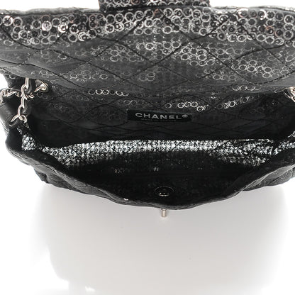 Chanel Sequin Mesh Medium Single Flap Black 5 of 7