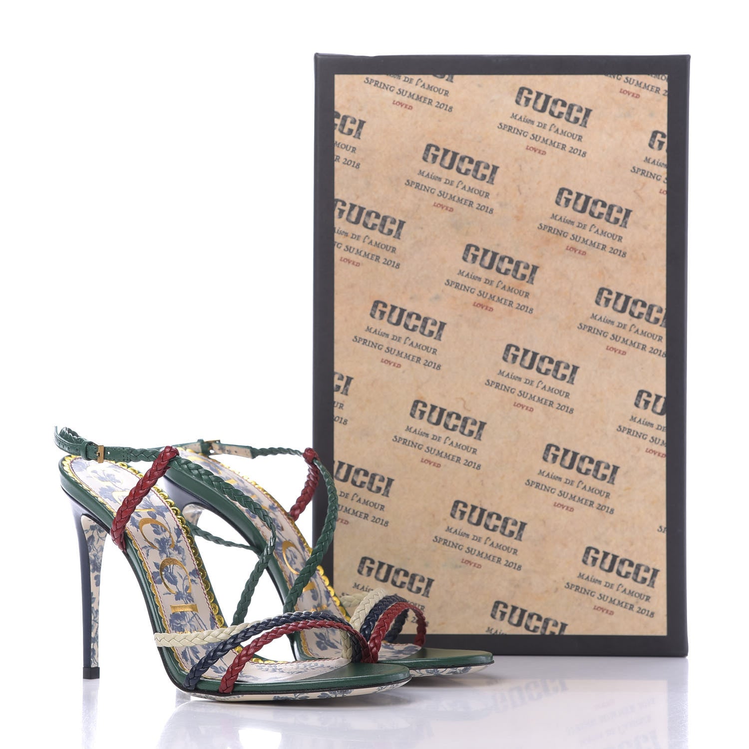 Gucci Malaga Kid Braided Haines High Heel Sandals 36.5 Emerald 10 of 10