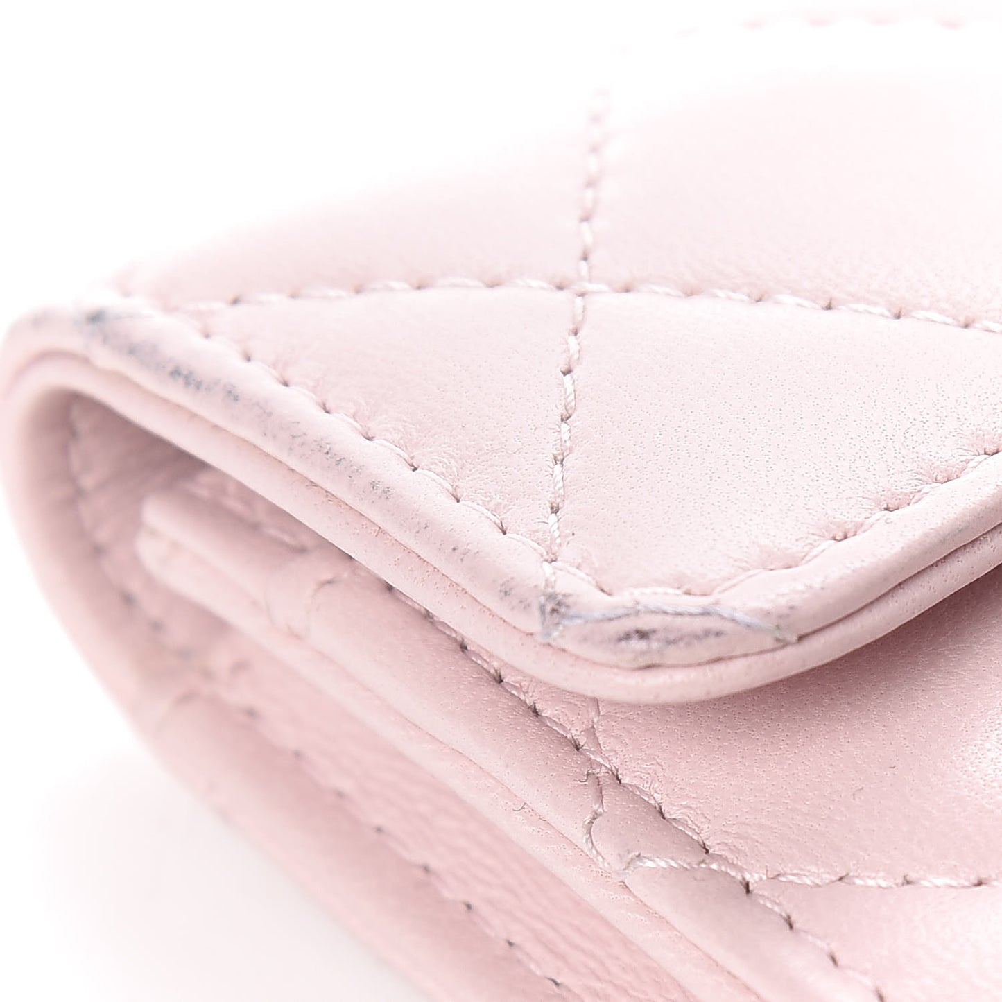 Lambskin Quilted Card Holder Light Pink