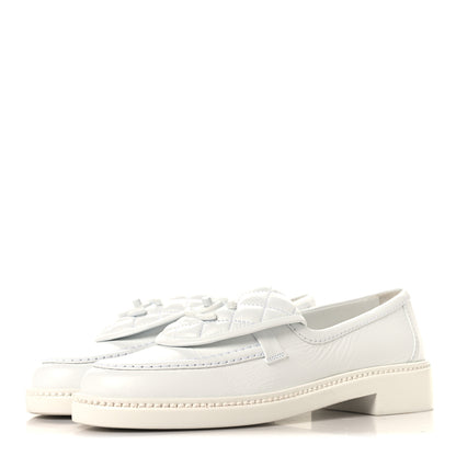 Chanel Crumpled Lambskin Quilted CC Turnlock Loafers 37 White 4 of 10