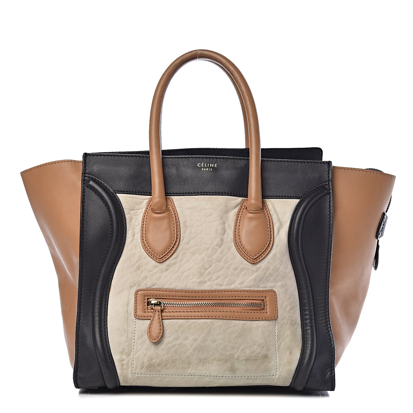 Smooth Calfskin Shrunken Lambskin Mini Tri-Color Luggage White
