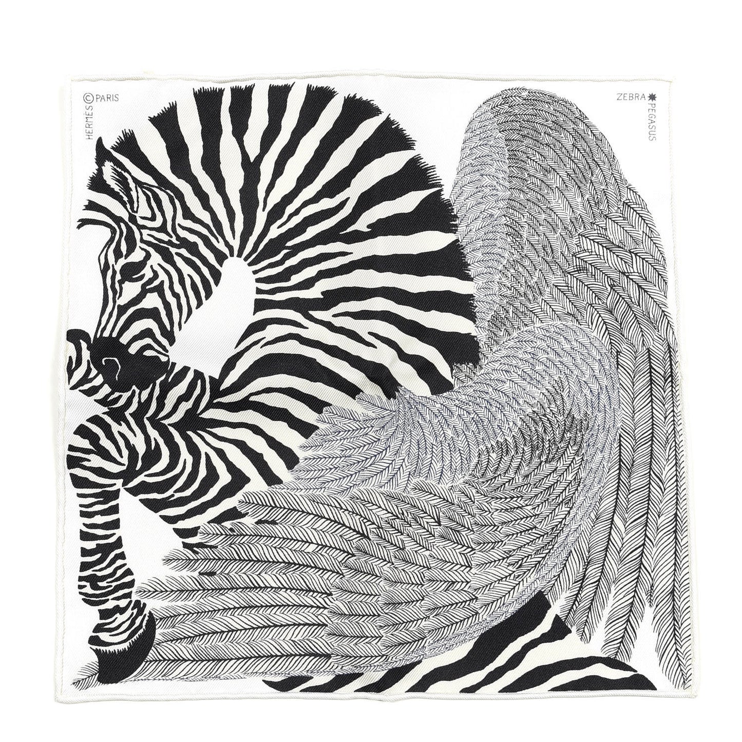 Silk Zebra Pegasus Nano Scarf 20 Black White