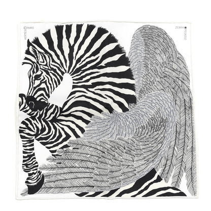 Hermes Silk Zebra Pegasus Nano Scarf 20 Black White 1 of 5