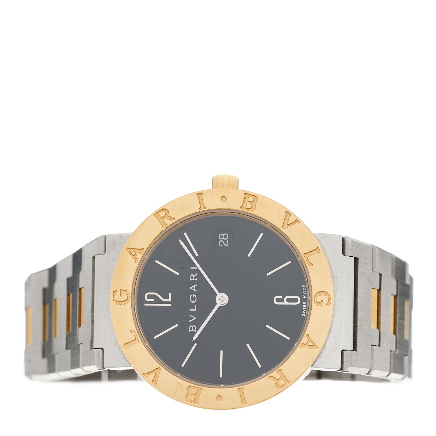 Bulgari Stainless Steel 18K Yellow Gold 33mm Quartz Watch Black 2 of 4