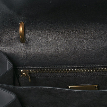 Salvatore Ferragamo Calfskin Whipstitch Kamelia Shoulder Bag Black 14 of 14