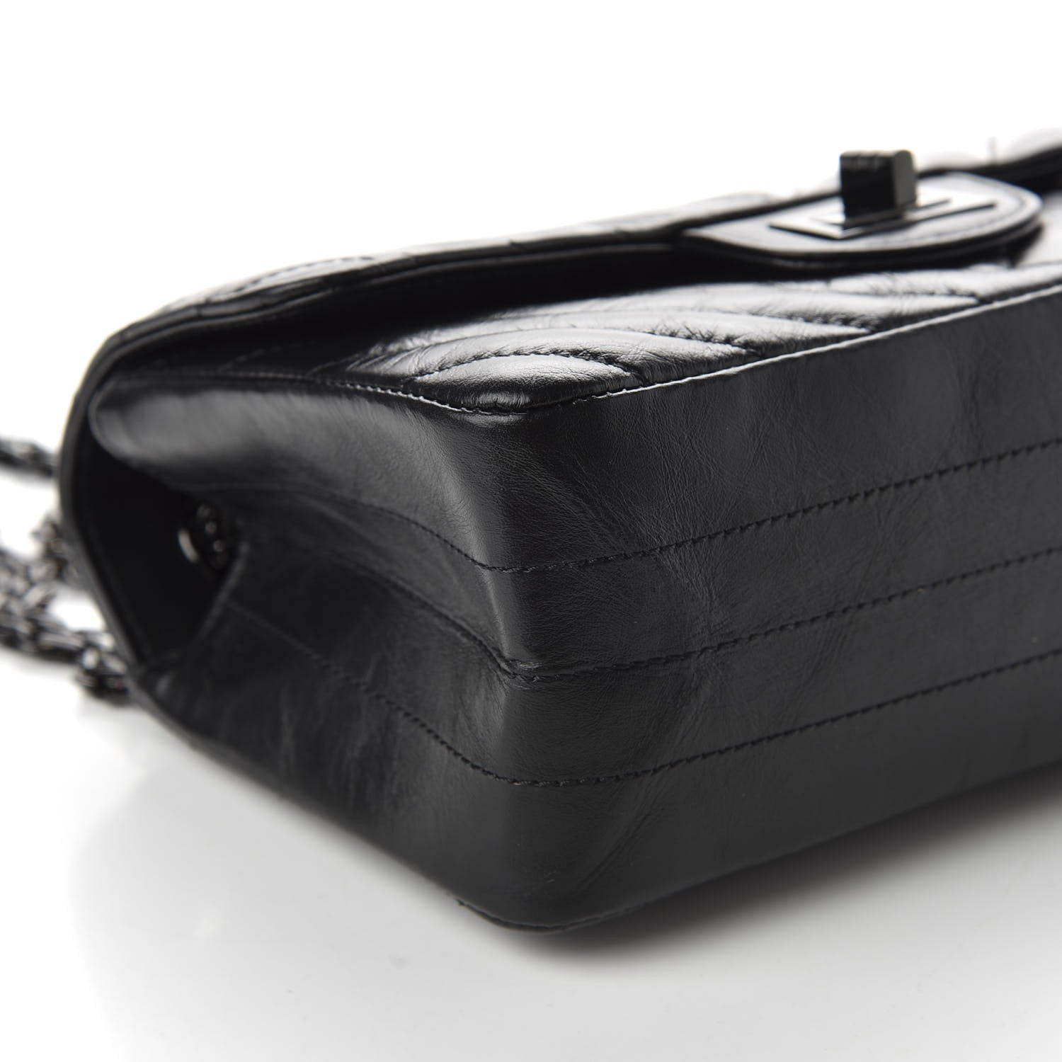 Chanel Aged Calfskin Chevron Quilted 2.55 Reissue Mini Flap So Black 6 of 14