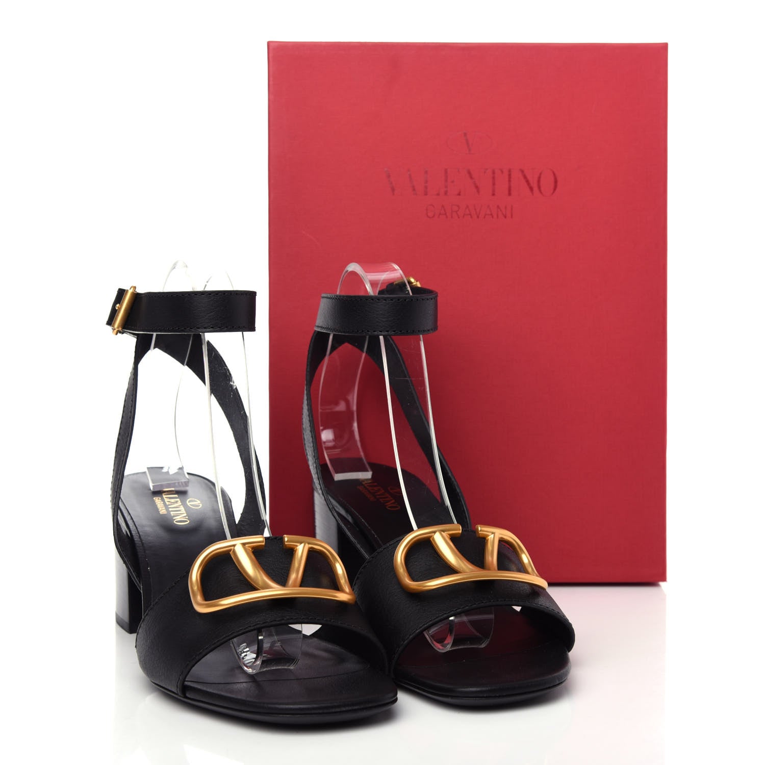Valentino Garavani Grainy Cowhide VLogo 60mm Sandals 41 Black 10 of 10