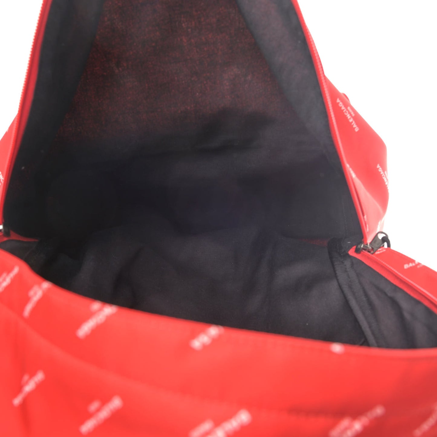 Twill Nylon Allover Logo Print Explorer Backpack Rouge Vermillion White