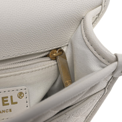 Chanel Caviar School Memory Mini Top Handle Flap White 11 of 12