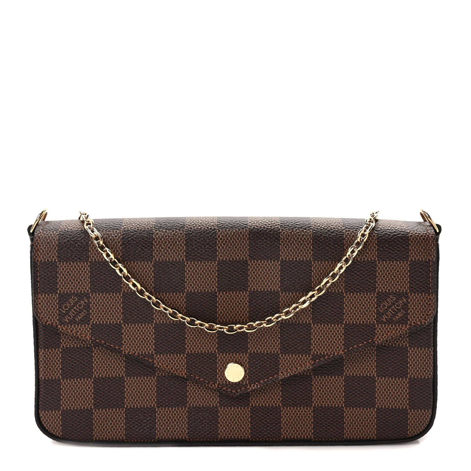 Louis Vuitton Damier Ebene Pochette Felicie Chain Wallet 3 of 10