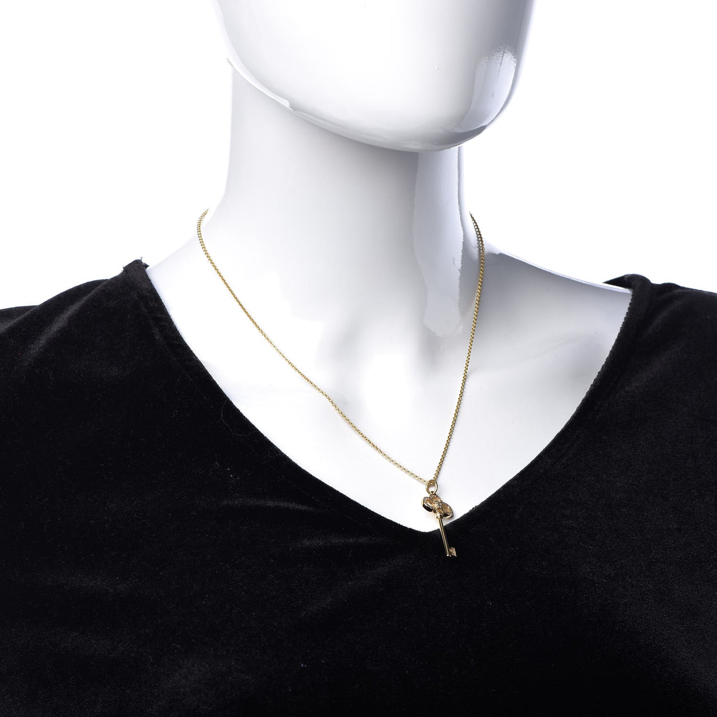 18K Yellow Gold Diamond Crown Key Pendant Necklace