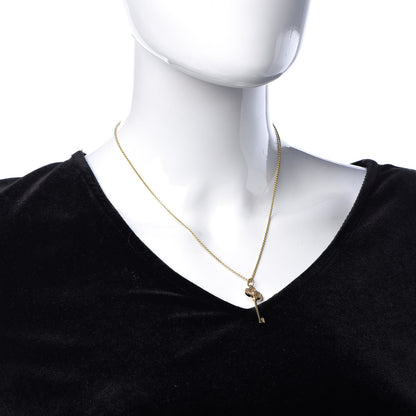 Tiffany 18K Yellow Gold Diamond Crown Key Pendant Necklace 2 of 9