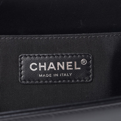 Chanel Calfskin Painted Chevron Embossed Medium Boy Flap Black 7 of 9