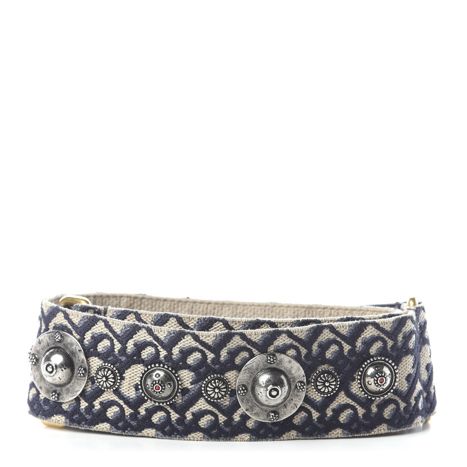 Christian Dior Oblique Studded Shoulder Strap Blue 2 of 3
